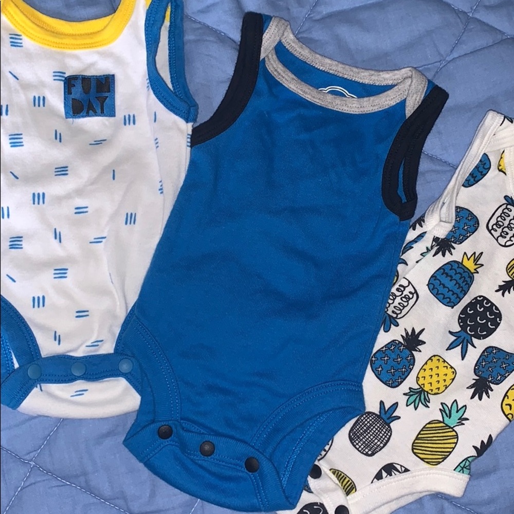 Lamaze Baby Boys’ Organic 3pk Sleeveless Bodysuits - Picture 4 of 5